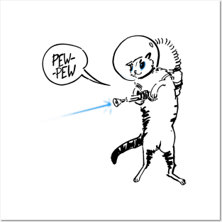 Pew pew laser cat Posters and Art